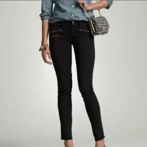 J. Crew Black Moto Toothpick Ankle Zipper Skinny Jeans